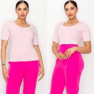 Buttery soft 1/2 sleeve top in light pink